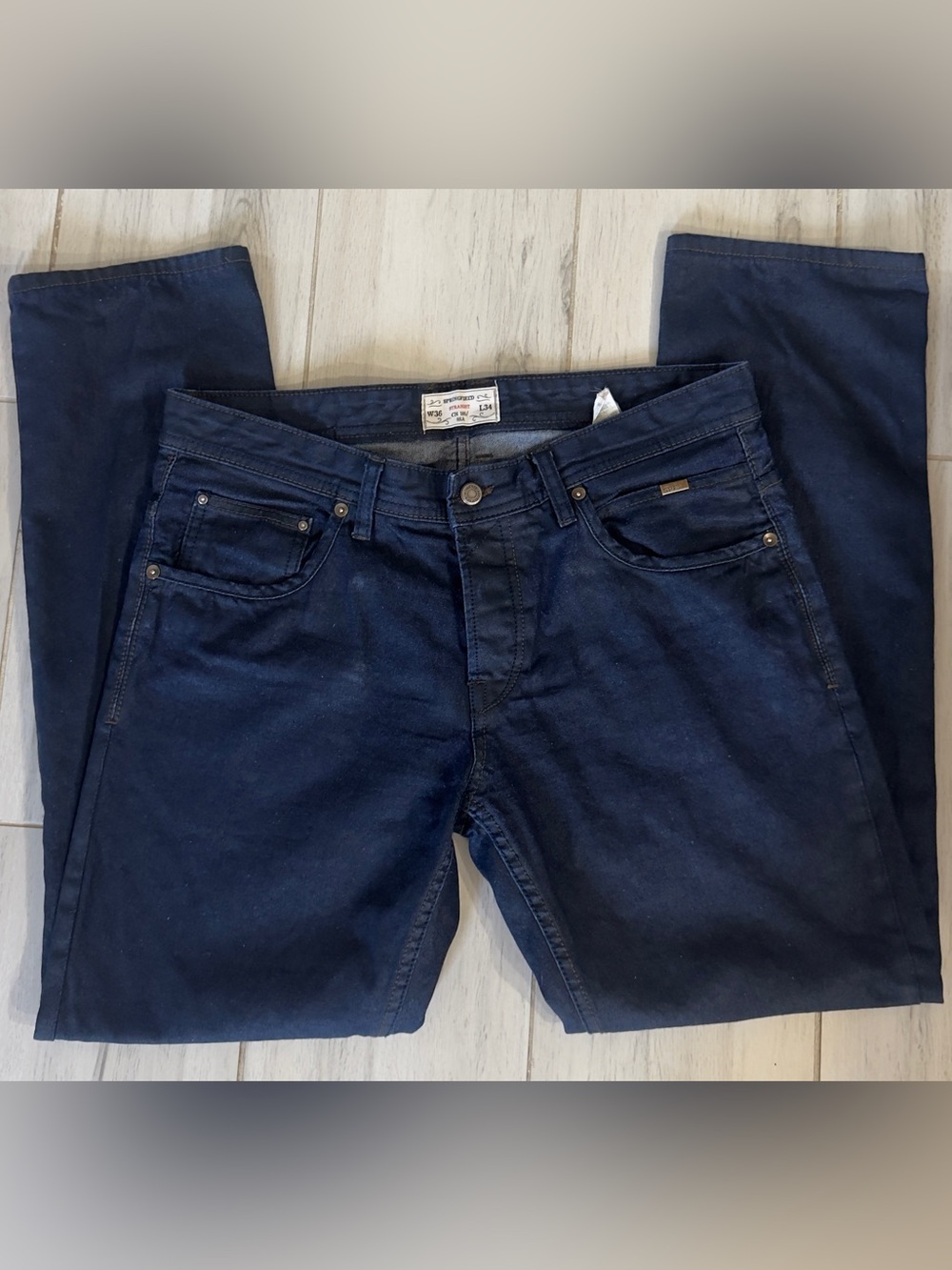 Springfield Men's Dark Blue Slim Straight Jeans